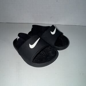 Nike Kawa Slides TD Toddler Baby Kids Shoes Size 4C Black White Swish BV1094-001